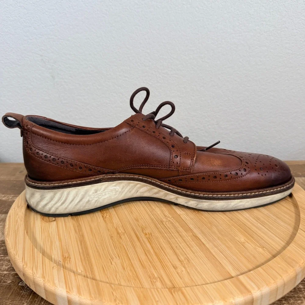 ECCO ST.1 Hybrid Wingtip Brogue Oxford Shoes Mens 10-10.5 EU 44 Brown Leather